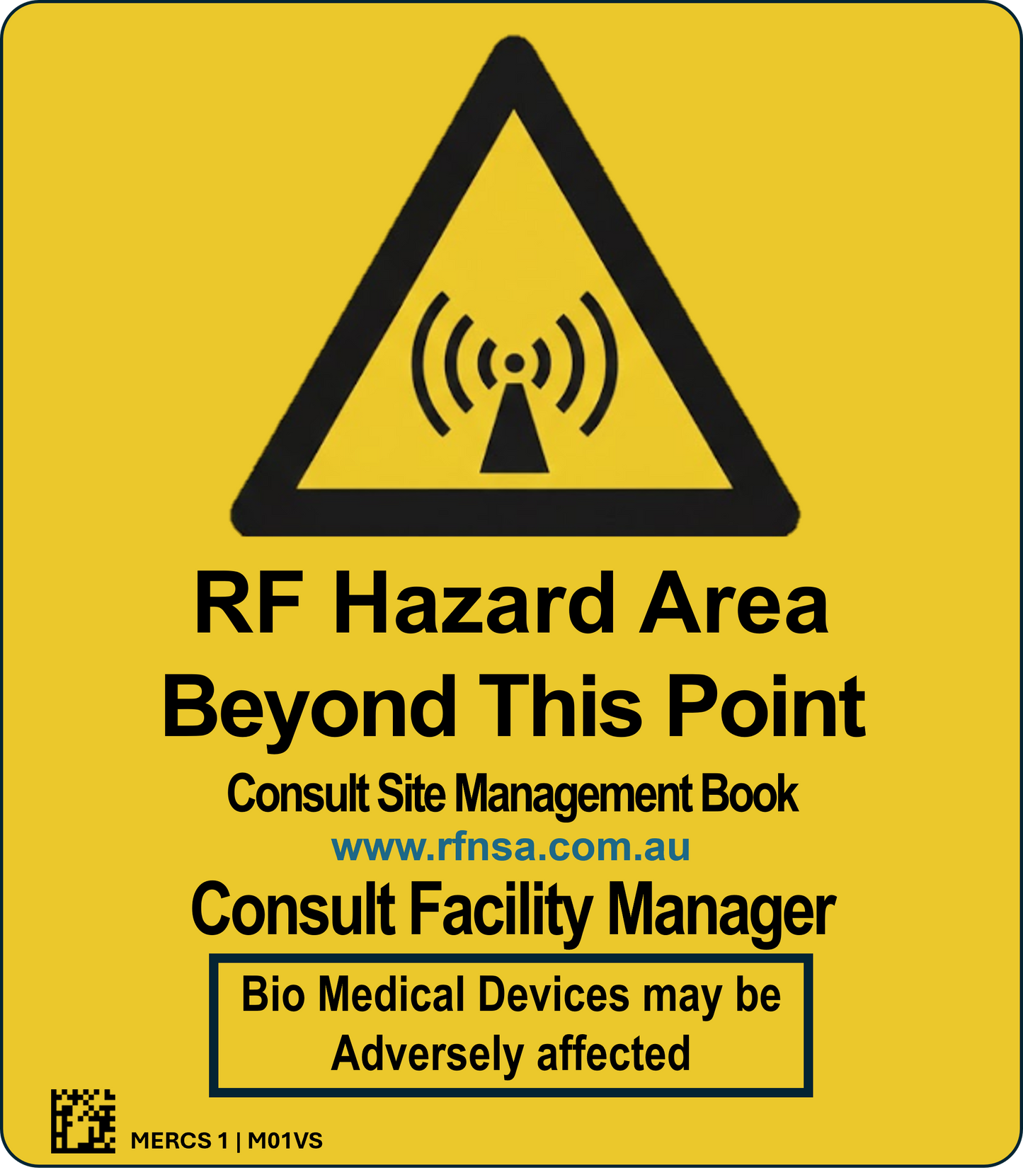 MERCS 1 RF Hazard Area 175x200 Label