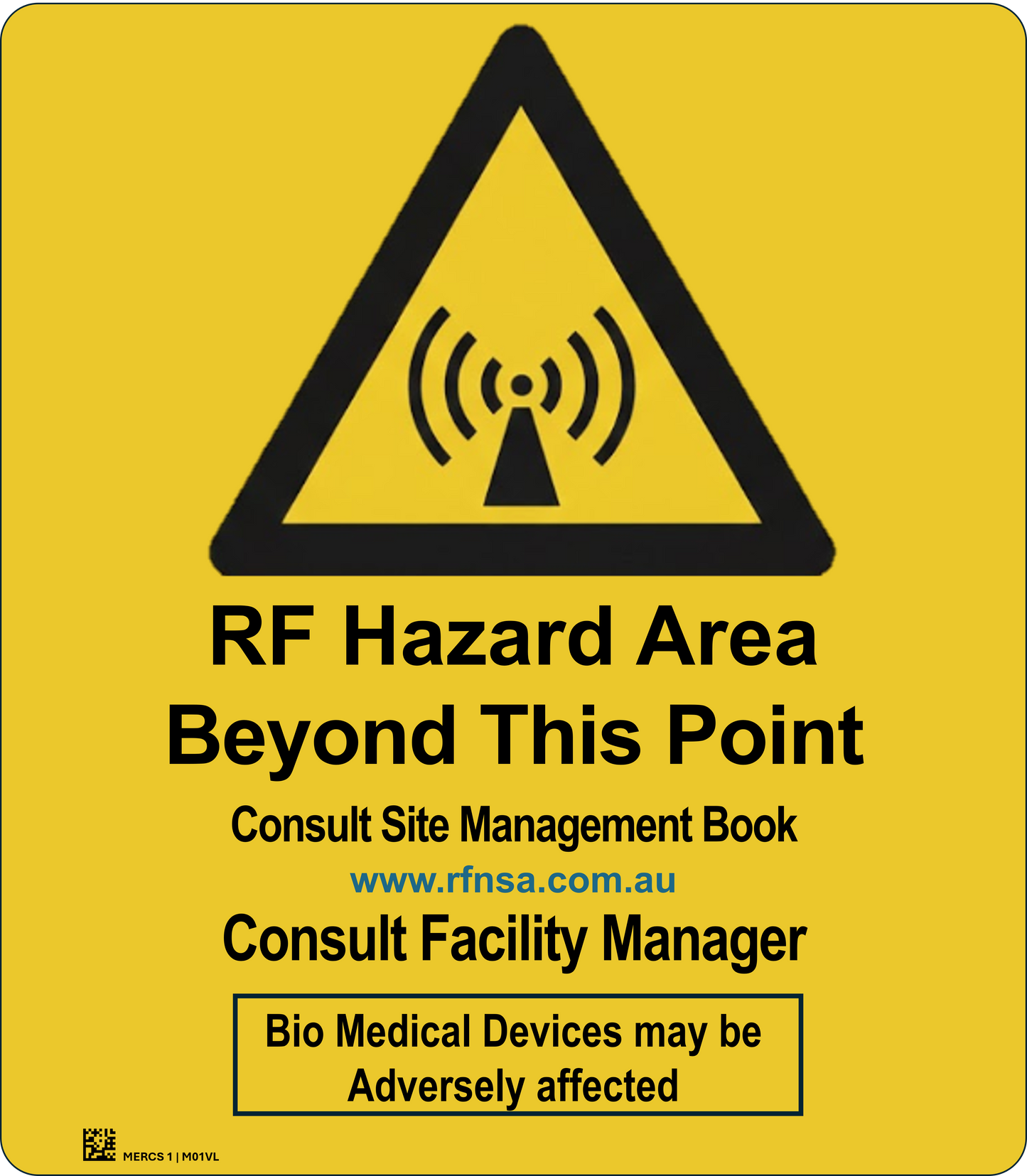 MERCS 1 RF Hazard Area 350x400 Label