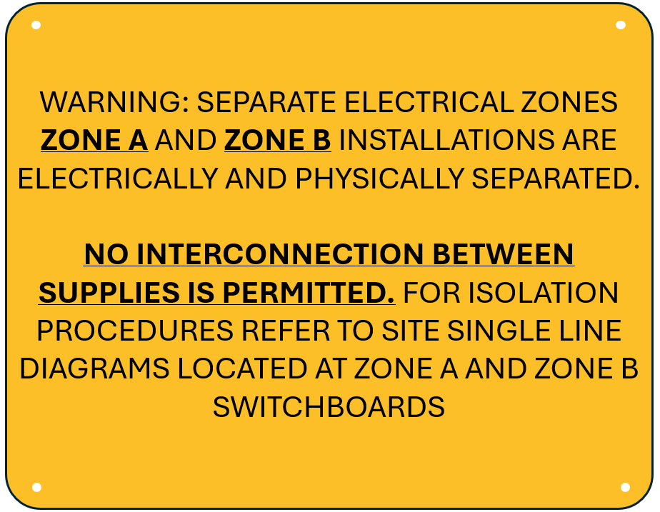 Warning Seperate Electrical Zones B 350x400 Metal