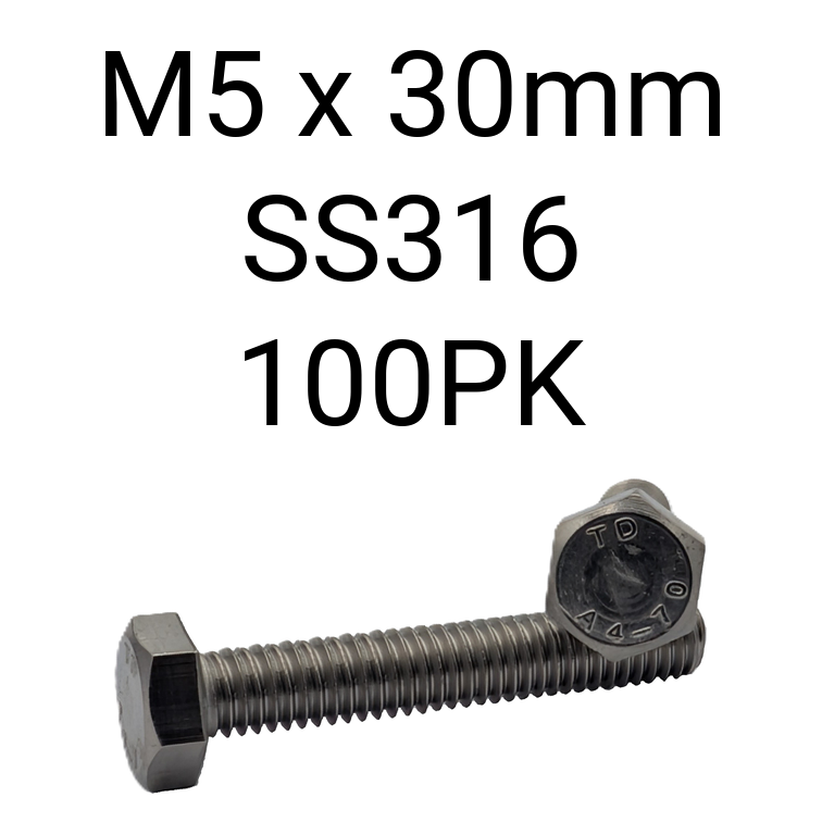 Hex Set Screw SS316 M5 30mm 100PK