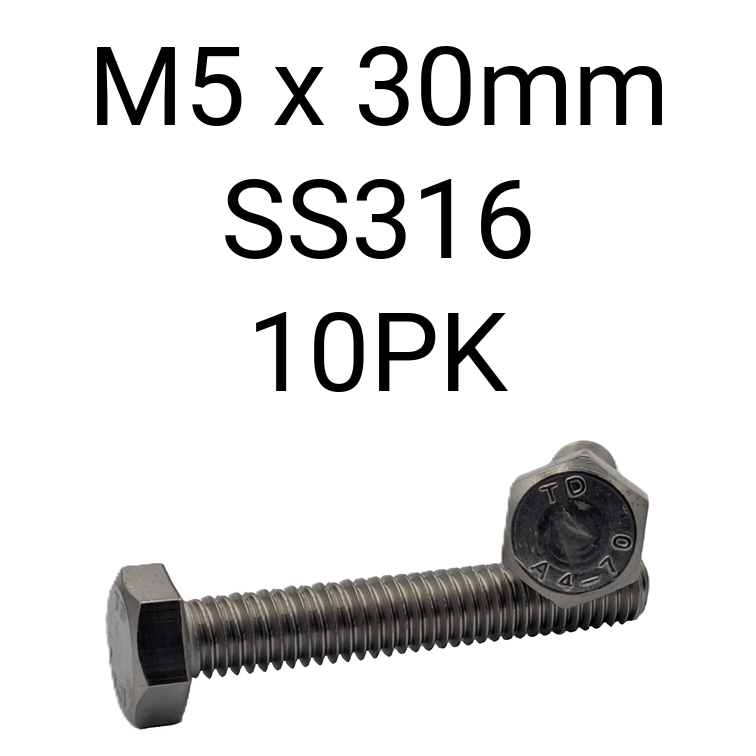 Hex Set Screw SS316 M5 30mm 10PK