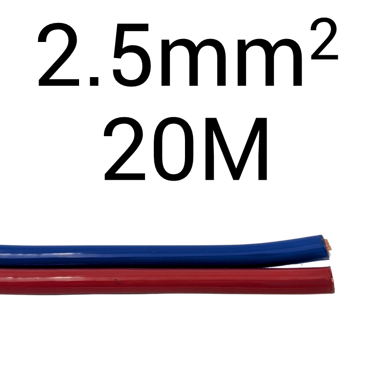 DC 2.5mm2 Red Blue Clear PVC Sheath 20M