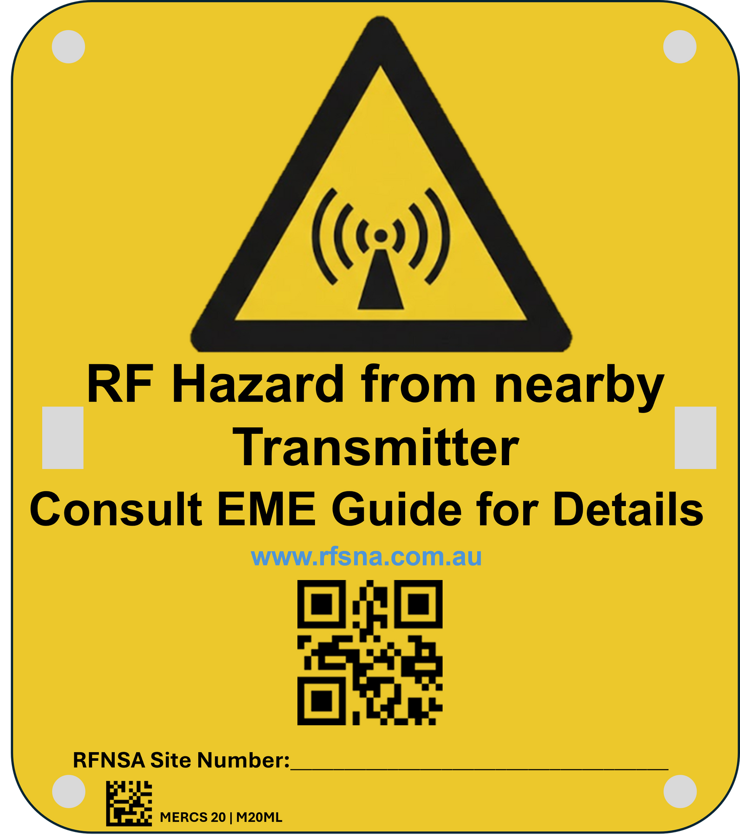 MERCS 20 RF Hazard Trans QR Code 175x200 Metal