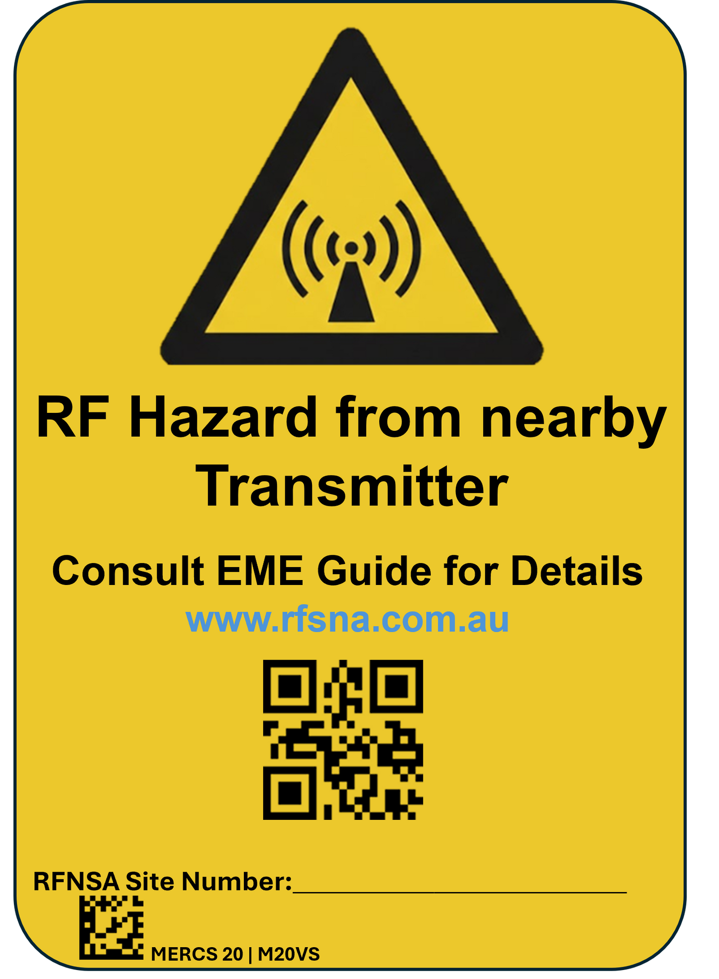 MERCS 20 RF Hazard Trans QR Code 100x145 Vinyl