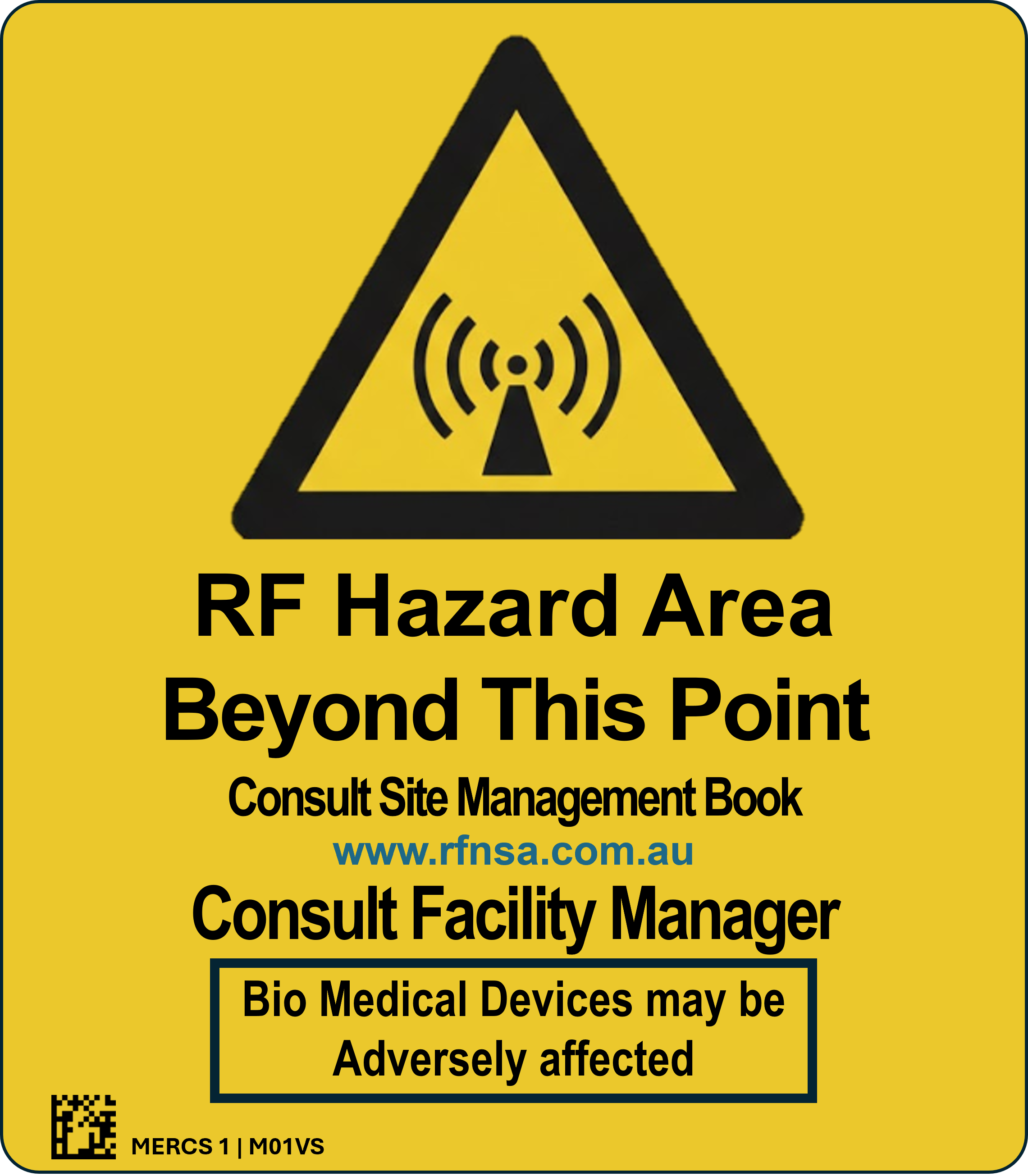 MERCS 1 RF Hazard Area 175x200 Label