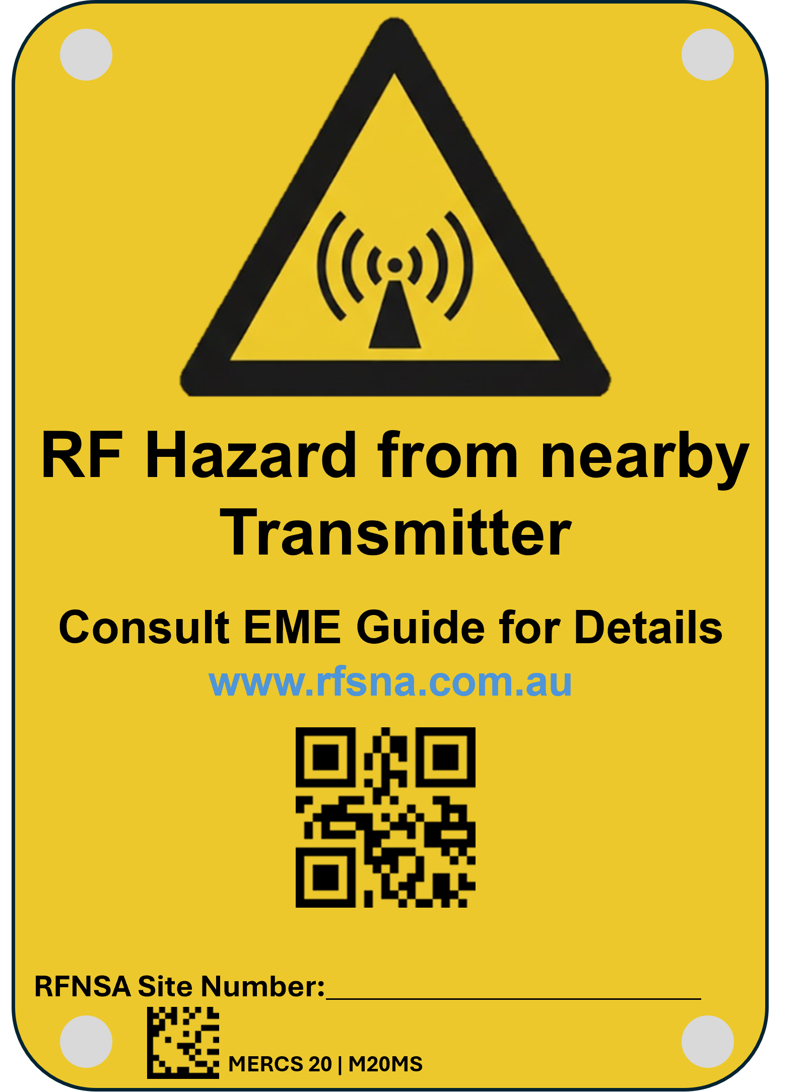 MERCS 20 RF Hazard Trans QR Code 100x145 Metal