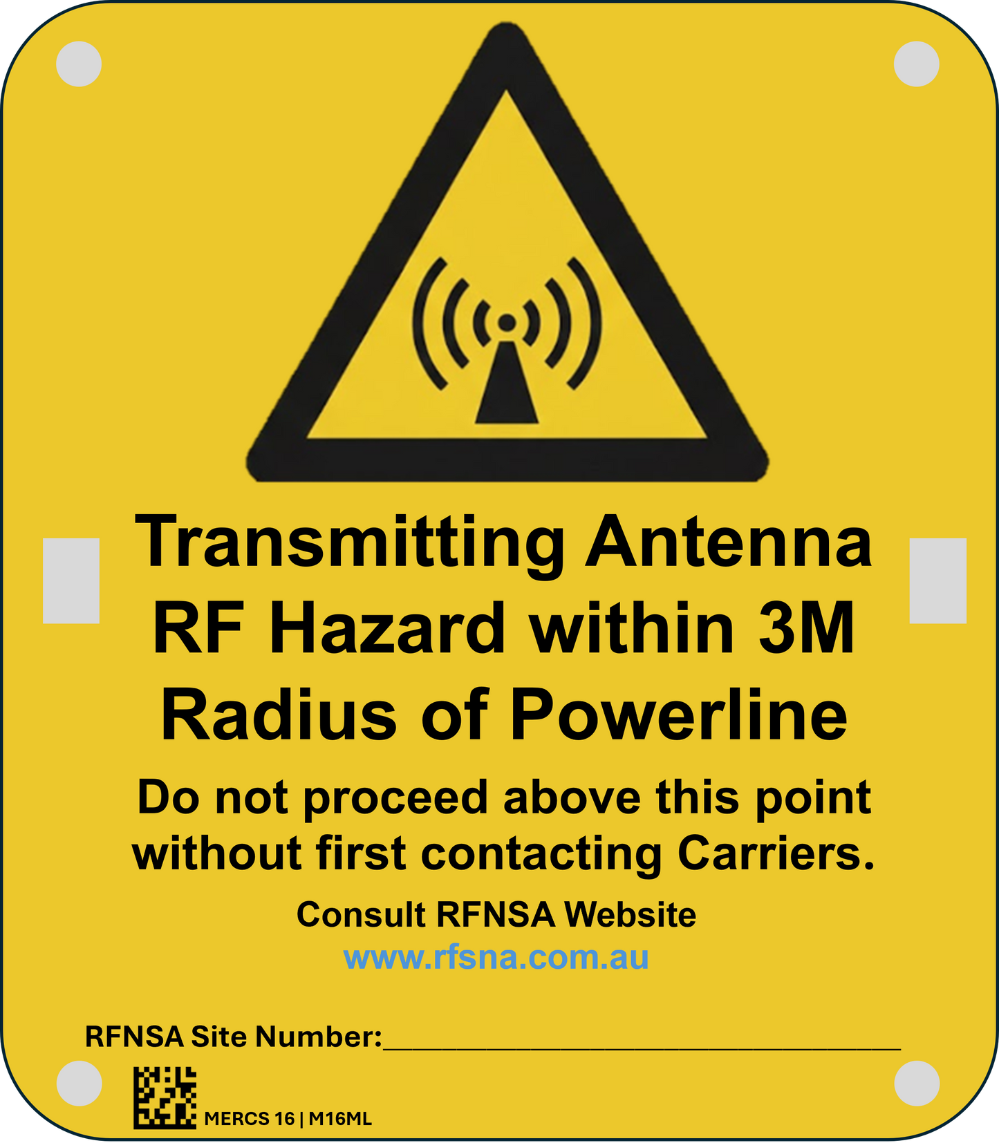 MERCS 16 175x200mm RF hazard with 3 meter