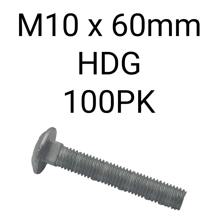 Cup Head Bolt HDG M10 60mm 100PK