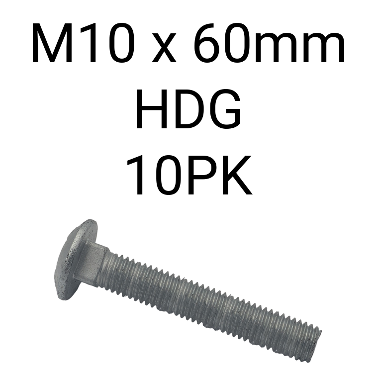 Cup Head Bolt HDG M10 60mm 10PK