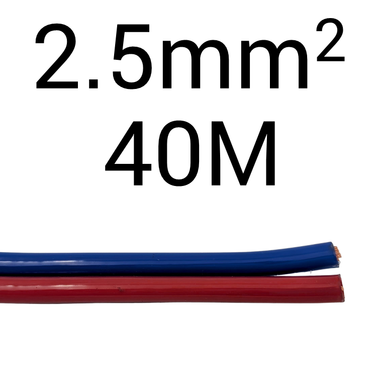 DC 2.5mm2 Red Blue Clear PVC Sheath 40M