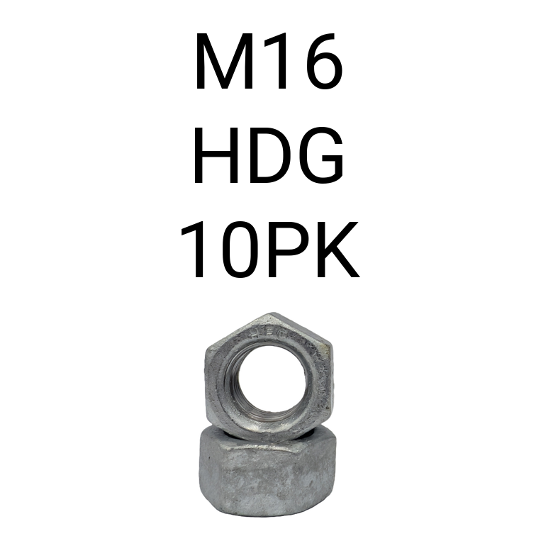 Hex Nut HDG M16 10PK