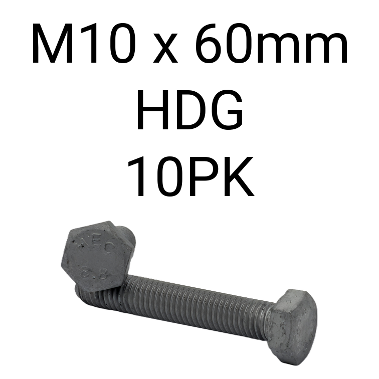 Hex Set Screw HDG M10 60mm 10PK