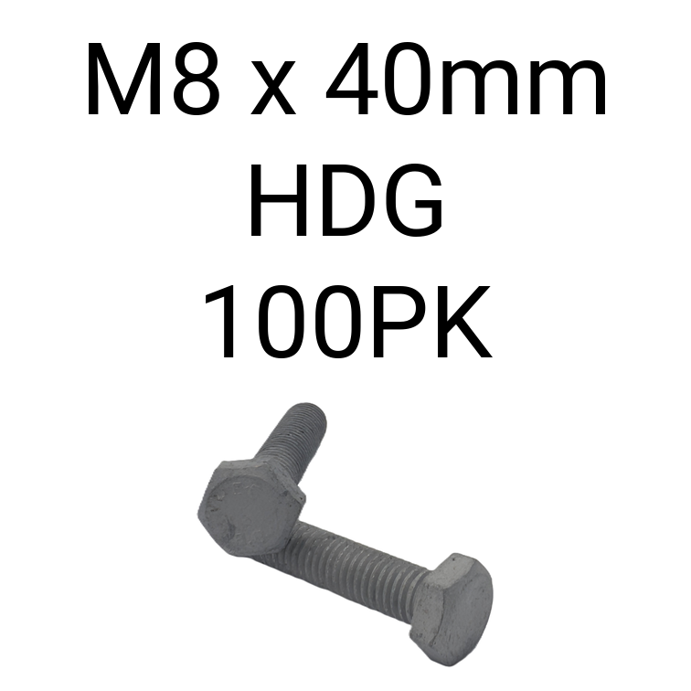Hex Set Screw HDG M8 40mm 100PK