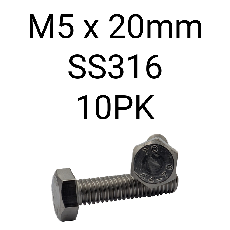 Hex Set Screw SS316 M5 20mm 10PK