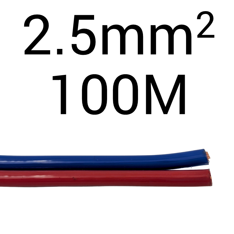 DC 2.5mm2 Red Blue Clear PVC Sheath 100M