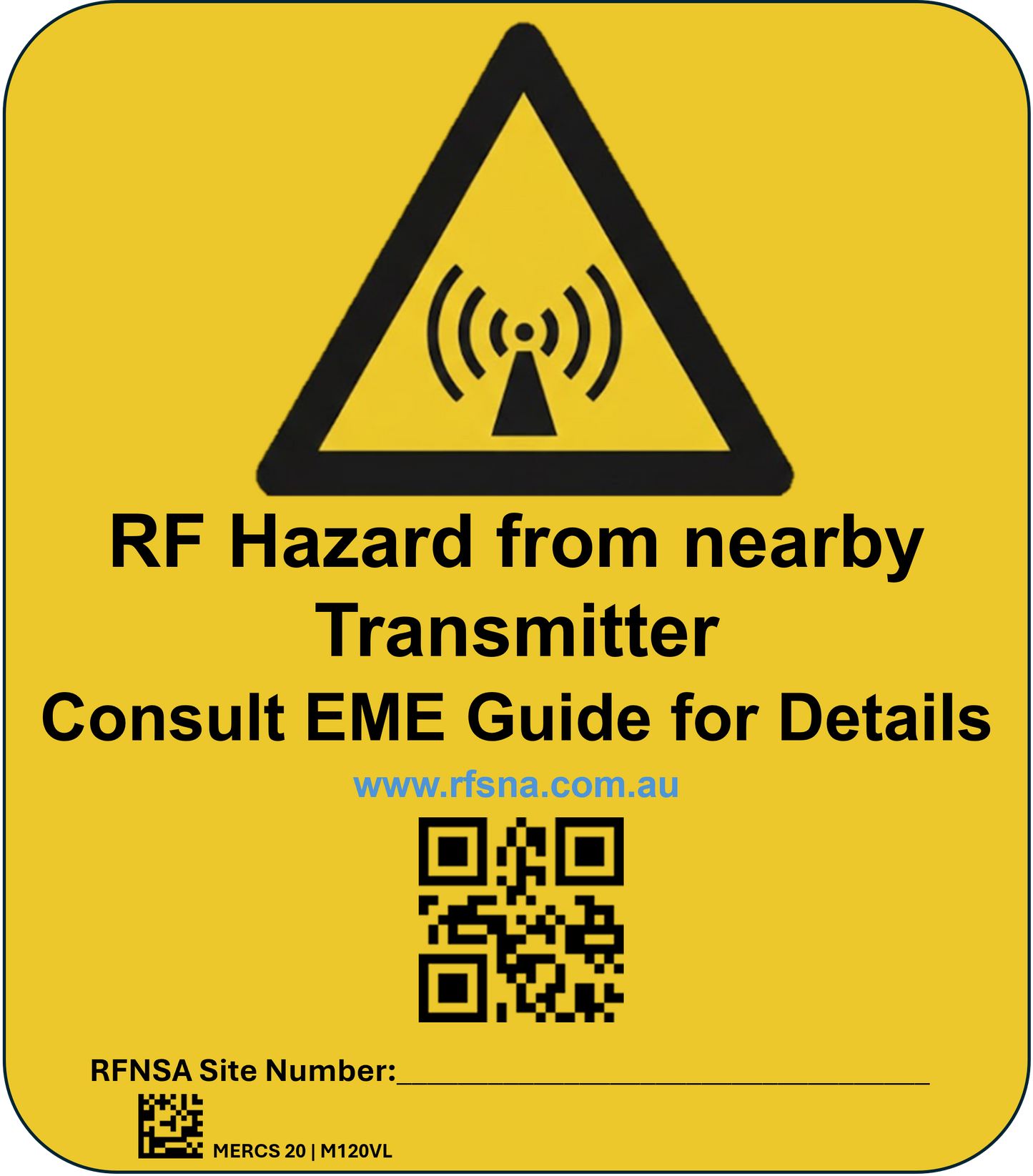 MERCS 20 RF Hazard Trans QR Code 175x200 Vinyl