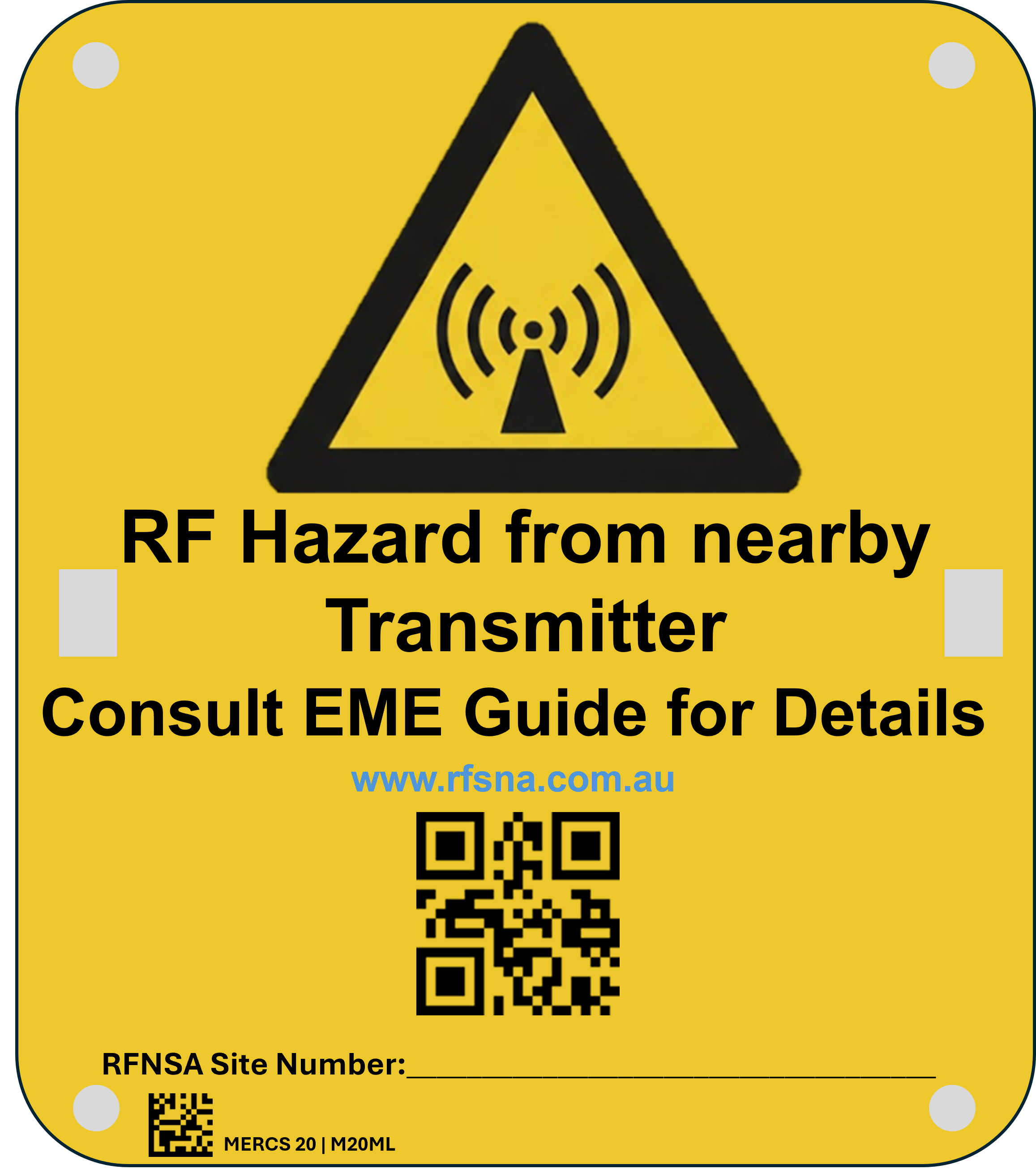 MERCS 20 RF Hazard Trans QR Code 175x200 Metal