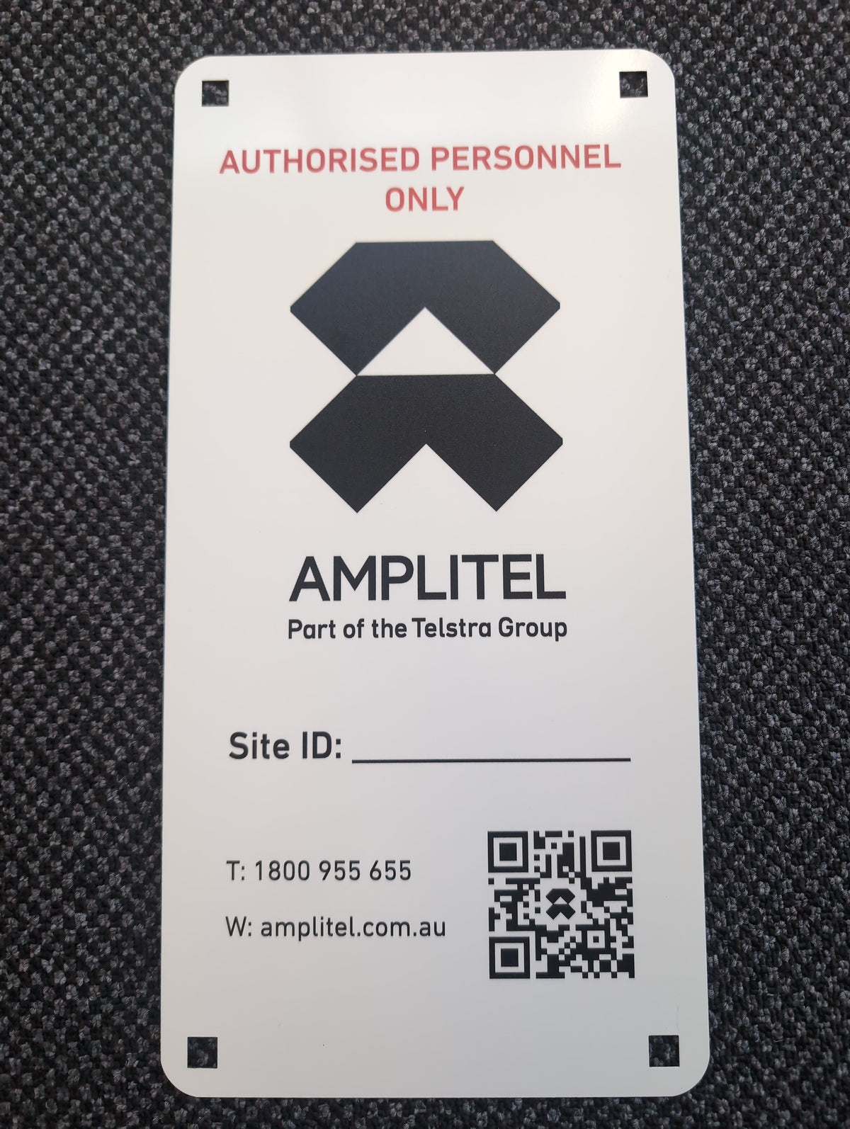 Amplitel Site Sign Portrait 400x200 Metal